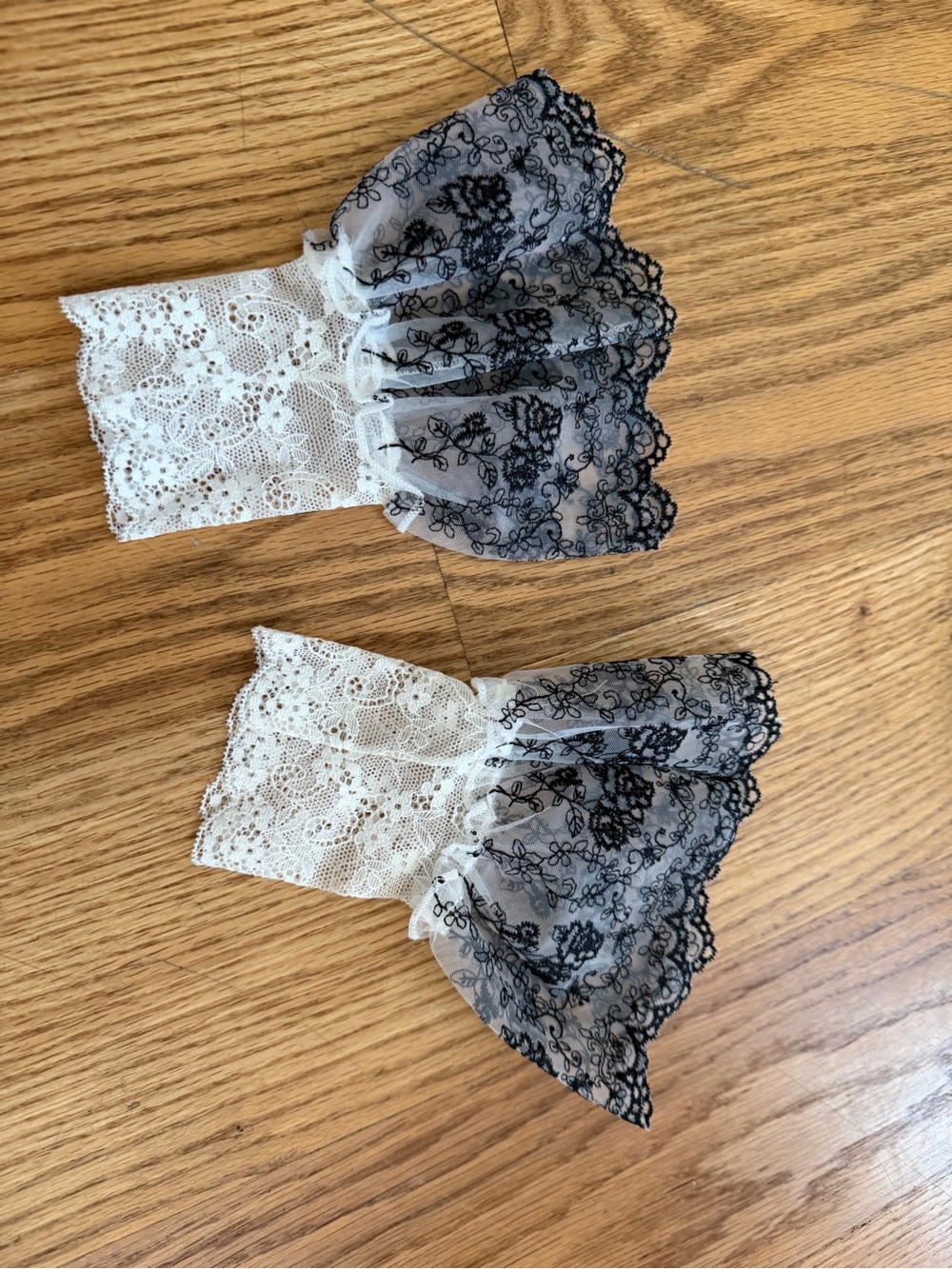 Delicate Sheer Lace Fingerless Gloves - Black Floral Overlay - Picture 3 of 8